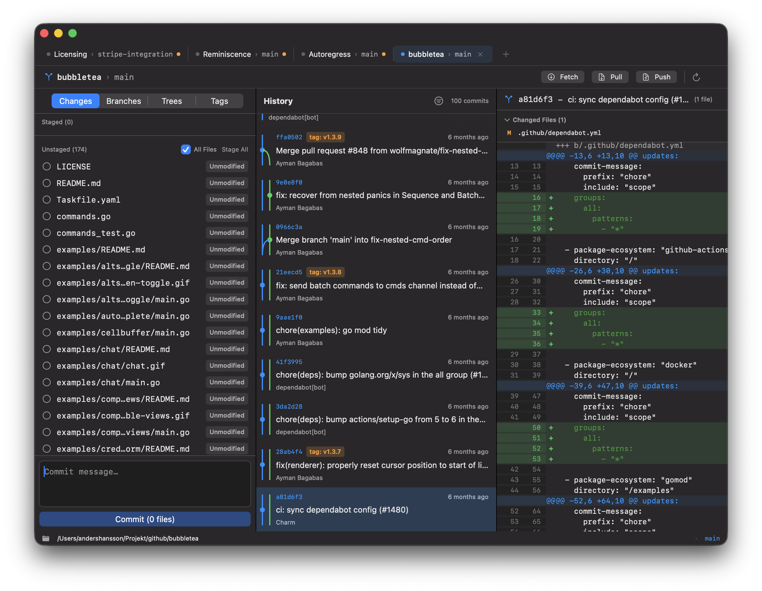 Repositories main window